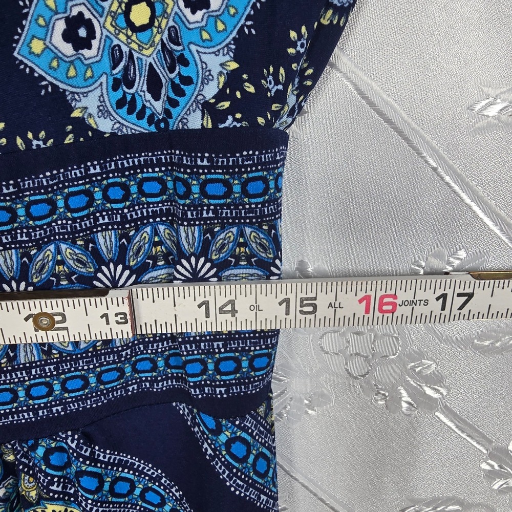 London Times Blue Medallion Tile Print Sleeveless Maxi Dress Size 8 Empire Waist - Picture 5 of 10